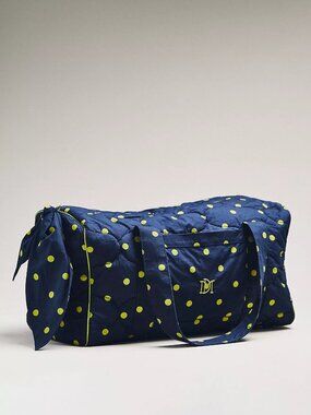 NEW Damson Madder x Anthropologie Navy/Lime Quilted Polka Dot Weekender